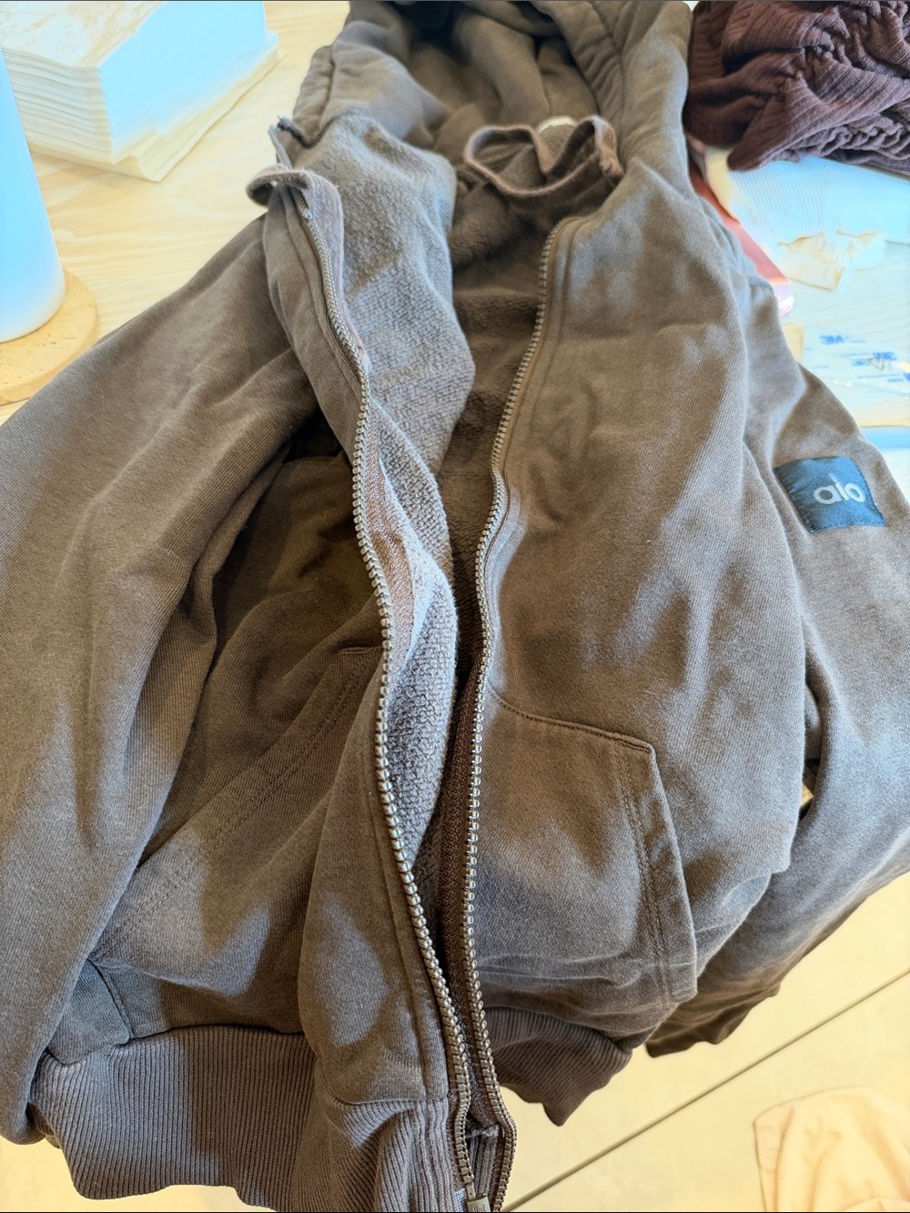 ALO Yoga Kids Brown Full‑Zip Hoodie Jacket